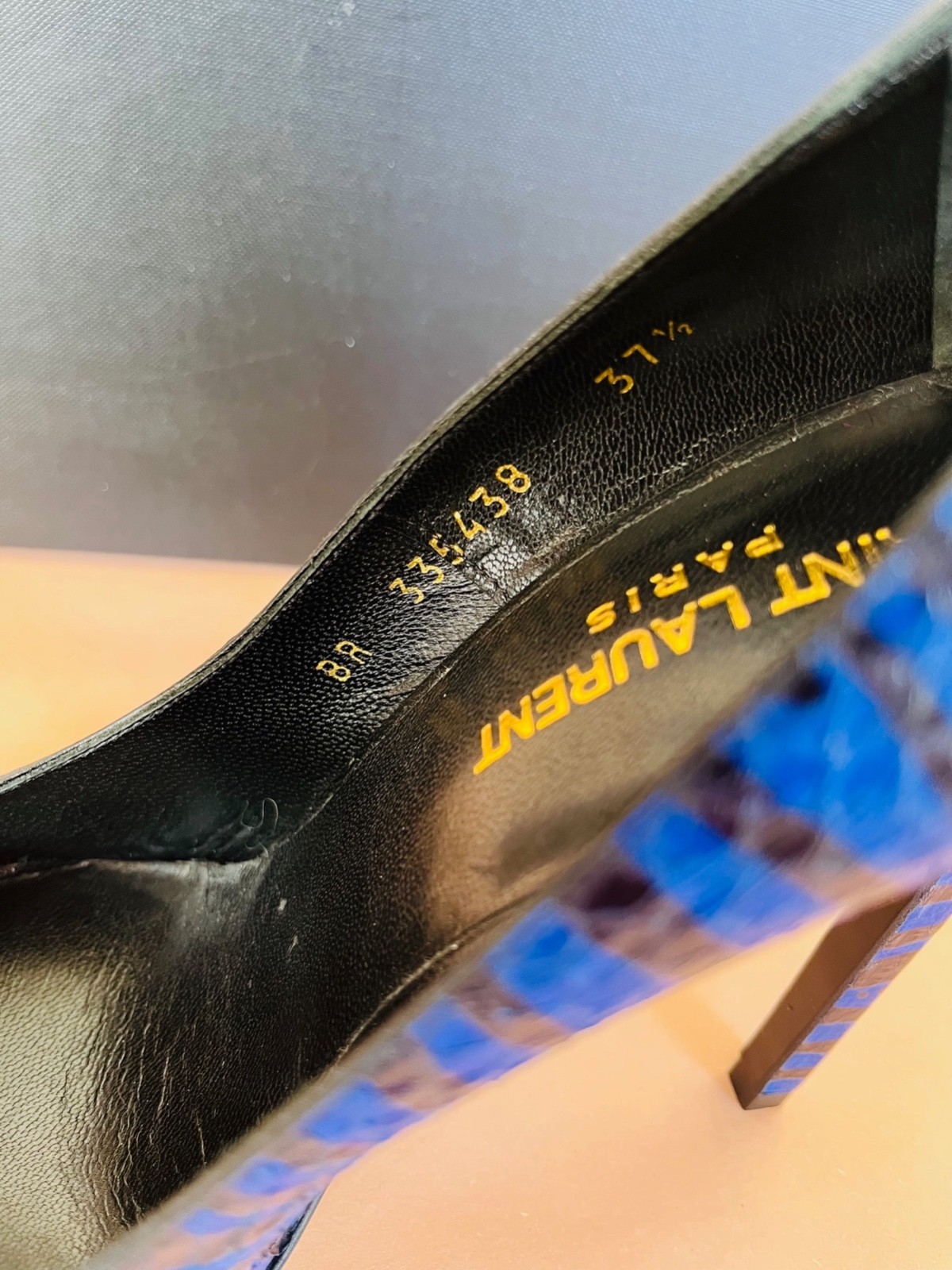 Rare SAINT LAURENT Blue Python-Embossed Zebra Pri… - image 7