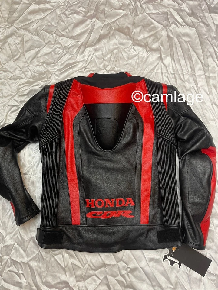 Honda Racing Motorcycle Leather Jacket Biker Genuine Cowhide Leathers - Image 3 of 4