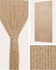 90 Strands Beaded Curtain for Doorways -35.5"X79"- Handmade Natural Beaded Curta