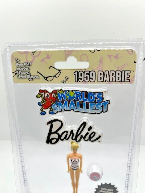 Barbie 1959 Barbie más pequeña del mundo SI con gafas de sol en miniatura artículo #517 nuevo en paquete Foto 3 de 4