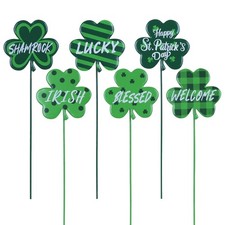 St. Patrick's Day Outdoor Decor, Set of 6 Metal Shamrock Garden Stakes