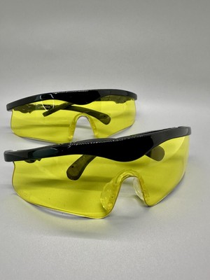  Lot 2 Daisy Amber Shooting Glasses Wrap-Around Adjustable Frame DZ871+S USED