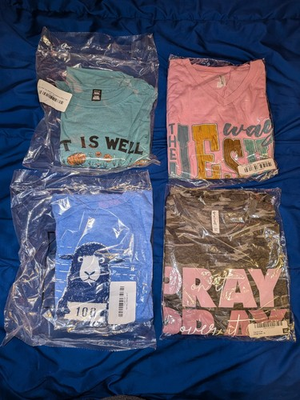 #ad Women#x27;s Christian T shirt Lot of 4 Shirts 1 XL 3 are 2XL New In Plastic $31.99
