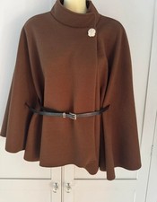 Women’s Brown Belted Cape Style Jacket One Size Excellent Condition 8-14