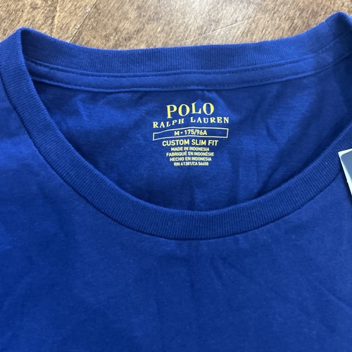 NEW w/ Tags Polo Ralph Lauren Crew Neck T Shirt Solid Blue Mens Size M Pony $45 - Picture 2 of 8