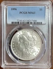 1896 P Morgan Silver Dollar PCGS MS63 Frosty White Luster