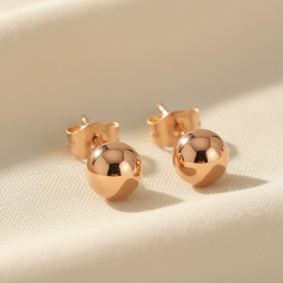 14K Echt Massiv Rotgold Runde Kugel Perle Sleeper Ohrstecker Pushback 3mm-8mm