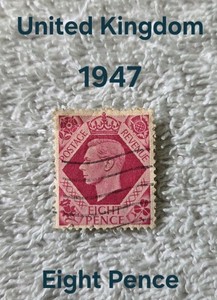 United Kingdom 1947 Eight Pence Stamp