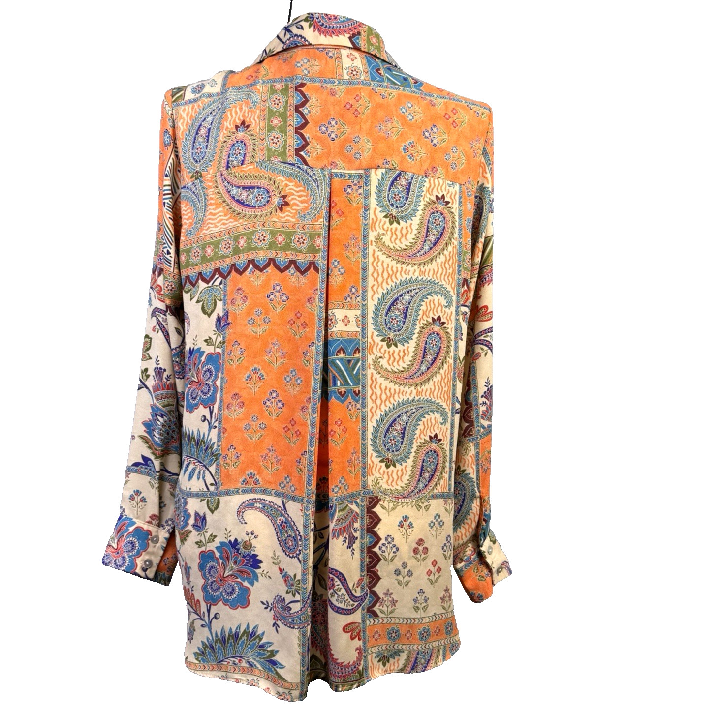 Rose + Olive Blouse Medium Button Down Paisley Pa… - image 5