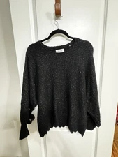 ☆ Elle Women's Long Sleeve Knit Pullover Sweater Size XXL Black Sequined