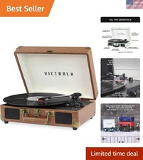 Journey - Bluetooth Suitcase Record Player - Brown Built-in stereo speakers...