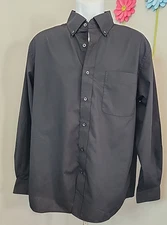 Port Authority Black Button Up Shirt Mens Size M Chest 45 Long Sleeves 321-35434
