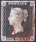 QV 1d black, fine used. 4m. Sg.2. 'EH'