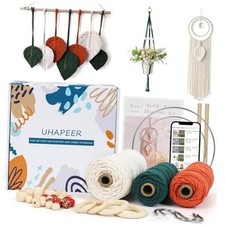 Macrame Kits for Adults Beginners, DIY Macrame Plant Dark Green  Orange
