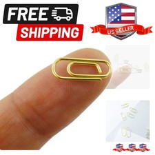 50 Count Gold Mini Paper Clips 3/5 Inch Tiny Paperclip Super Cute Metal Bookm...