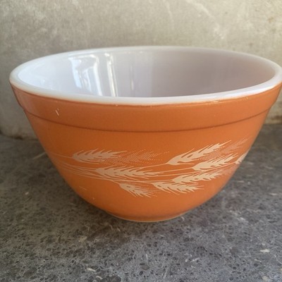Vintage Pyrex 401 750ml Rührschüssel im Herbst Ernte Weizen Muster