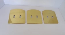 VINTAGE BRASS DOUBLE LIGHT- SWITCH WALL- PLATES, 3 ITEMS