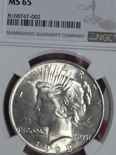 1923 $1 Peace Dollar NGC MS65 (LOT OF 2 COINS)