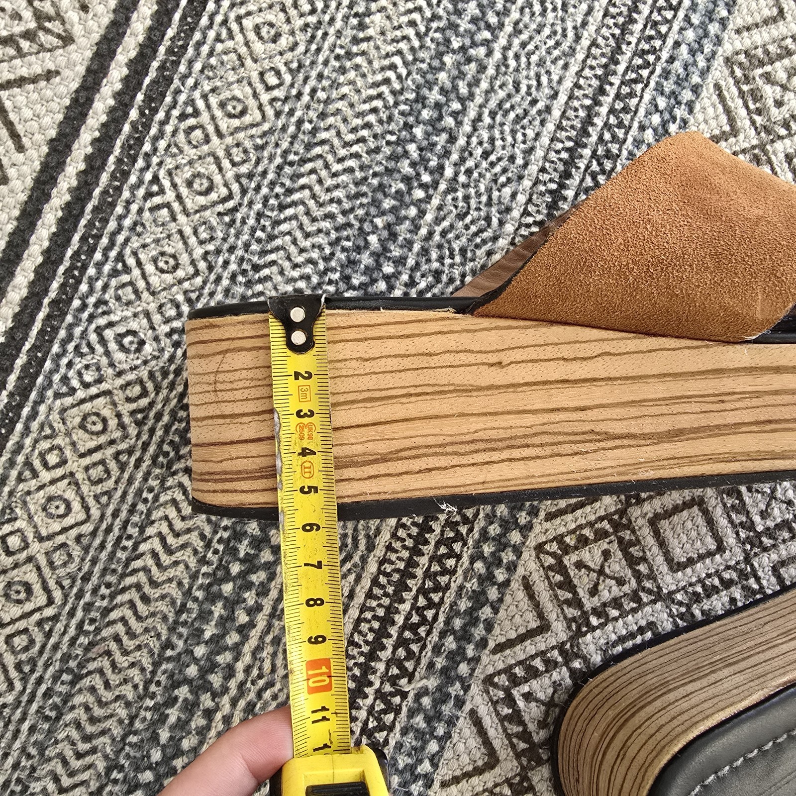 Massimo Dutti EU 40 Platform Slide Sandals Brown Suede Wooden Wedge Open Toe thumbnail 6