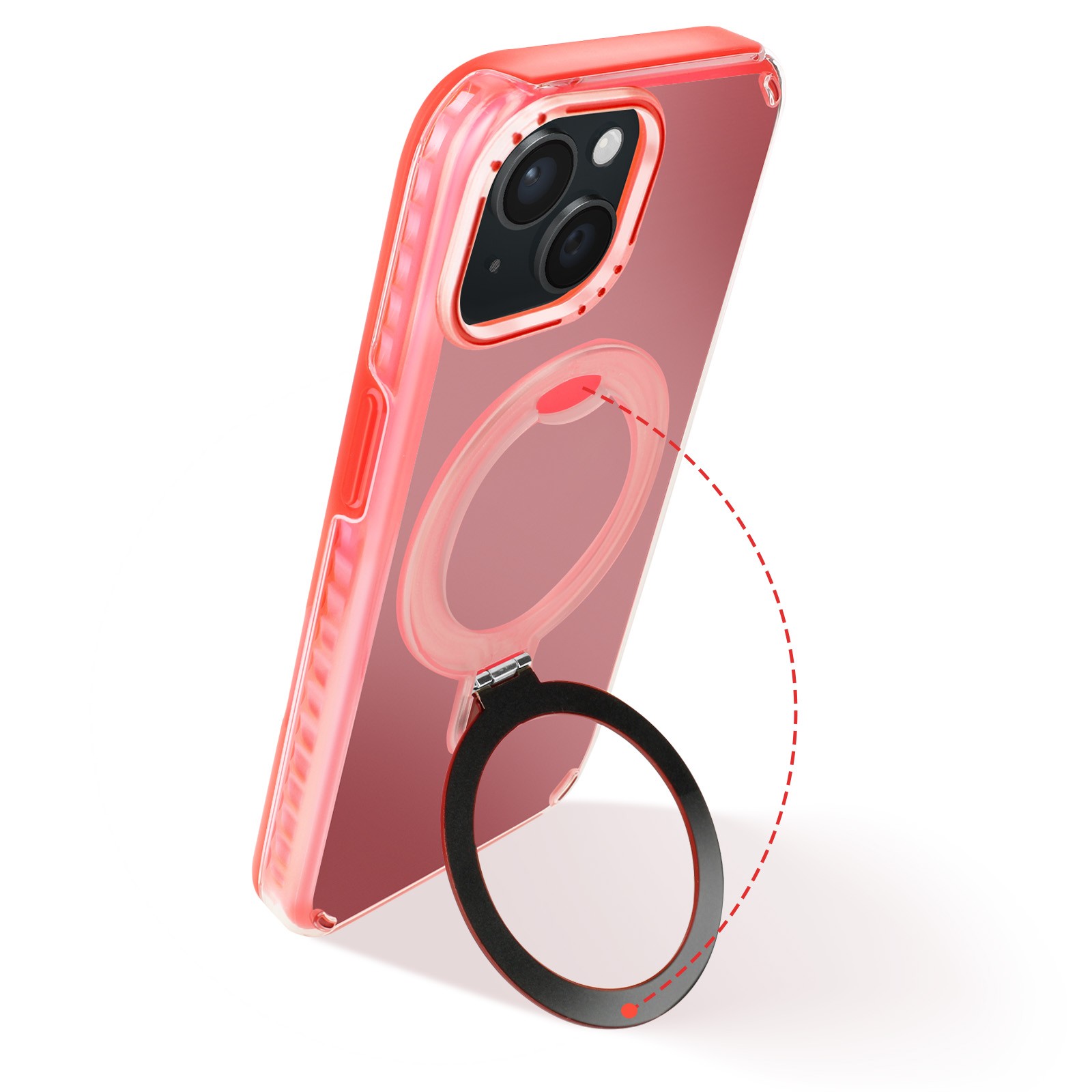Coque iPhone 15 antichoc Avizar avec béquille de support intégrée rouge - 3