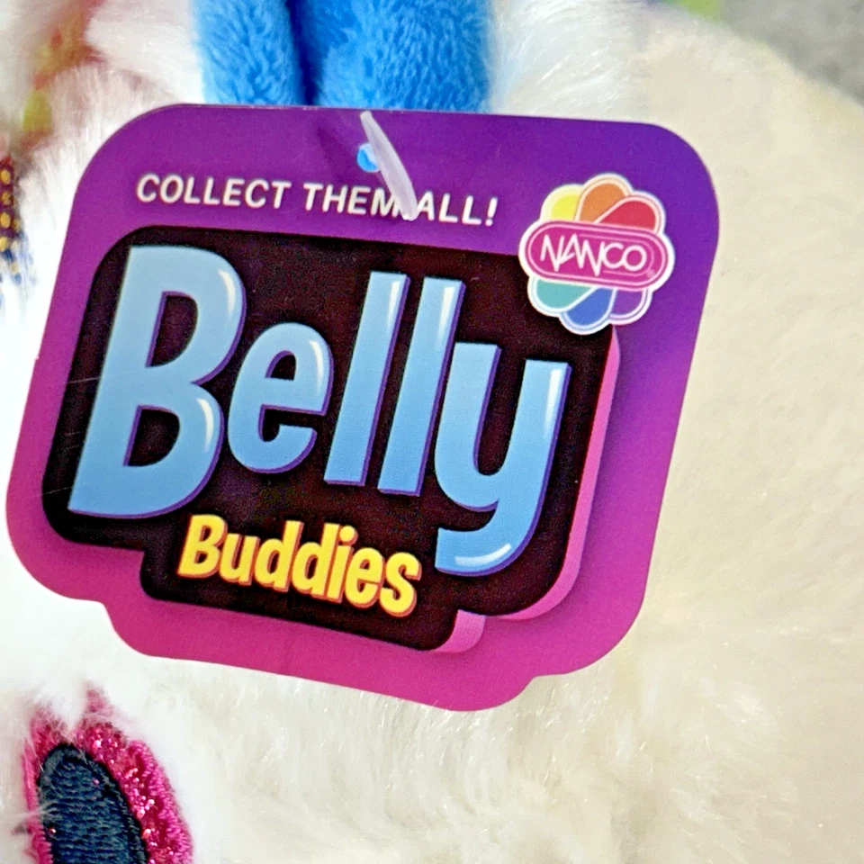 Belly Buddies Unicorn 9" Plush Nanco - Blue, White, Rainbow - NWT - Image 2 of 4