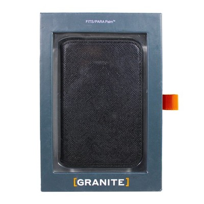 Granite Saffiano Leather Rugged Wallet Cover Case For Palm Compact Phone - Black