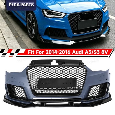 For 2014-2016 Audi A3/S3 8V RS3 Style Front Bumper Body Kit Include Lip Grill