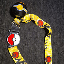 Kids Pok mon Yellow Fabric Skinny Belt w/ Buckle Pokeball
