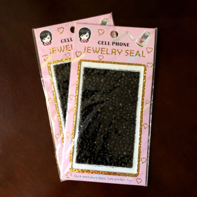2 PCS Black Rhinestone Jewel Cell Phone Decal Decor Gem Sticker Sheets Set New