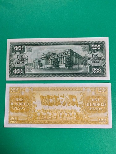 PHILIPPINES 1949 ENGLISH SERIES SET 1-2-5-10-20-50-100 & 200 PESO ALL CRISP UNC - Picture 7 of 7