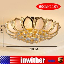 23.5 Large Crystal Chandelier Flush Mount Cei...