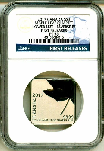 2017 S$3 Canada Maple Leaf Quartet Lower Left Reverse PF First Release NGC PF70
