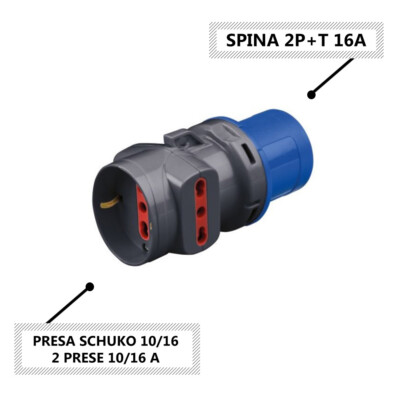 Adattatore Da Trifase A Monofase - Spina 3P+N+T 16A 380V A 2 Prese Bivariabili - Foto 5