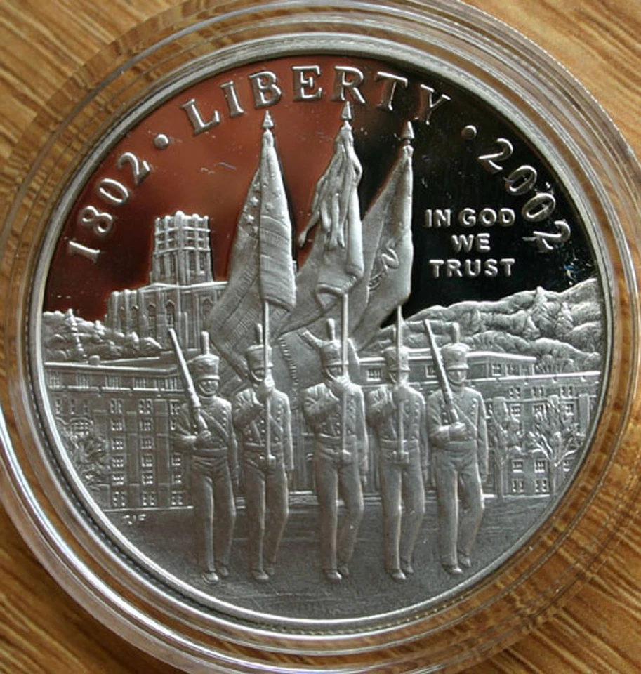 2002 West Point Military Academy PROOF 90% Silver Dollar US Mint Coin Box + COA - Image 3 of 4