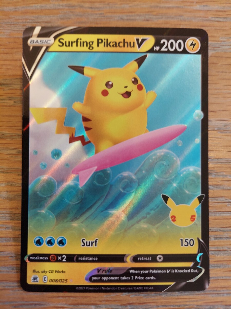 Surfing Pikachu V 008/025 Celebrations NM Ultra Rare Pokemon Card
