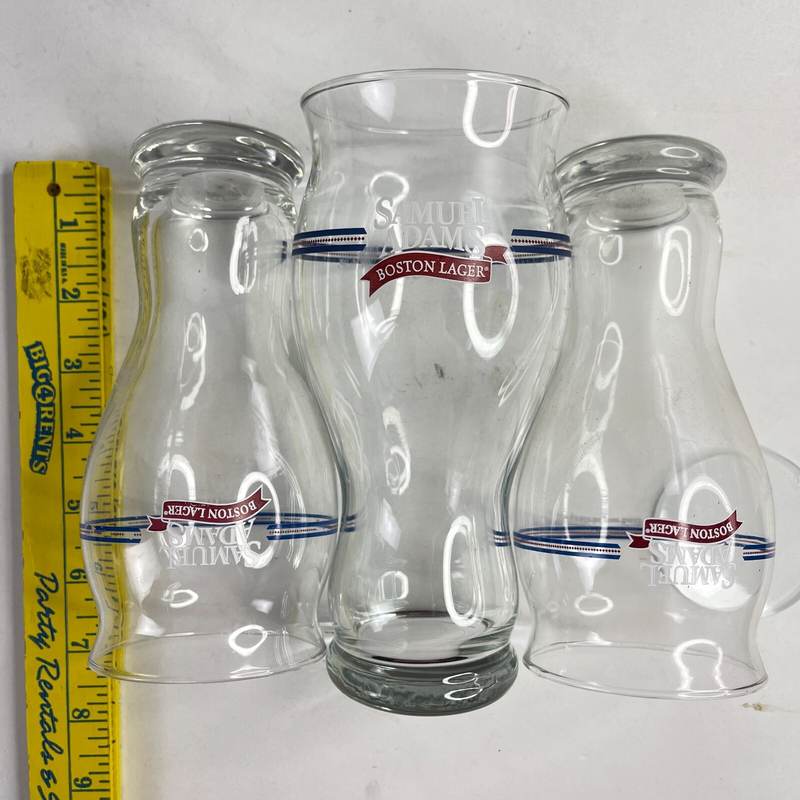 Samuel Sam Adams Beer 4 Engineered Pint Glass Lot 16+20 oz Fluted Perfect Pour
