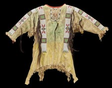 Native American Powwow War Shirt Tribal Beadwork Fringe Beaded Detail Boho WS140