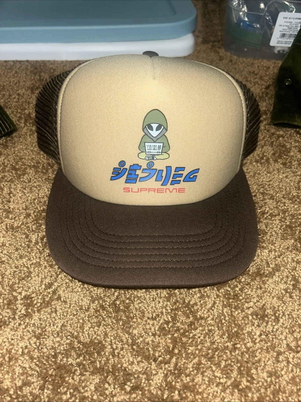 Casquette/casquette camionneur maille snapback marron Alien 5 panneaux Supreme printemps été 2022