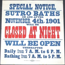 SUTRO BATHS~RARE ORIGINAL 17"x18" ANTIQUE 1901 SAN FRANCISCO STREETCAR AD POSTER