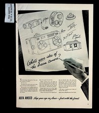 1943 Agfa Ansco Film Camera Photography Drawing Plan Vintage Print Ad 32960