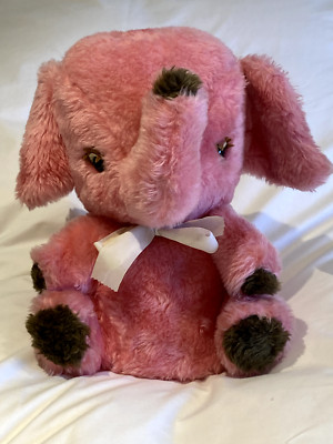 Süßer Vintage Chad Valley Chiltern rosa Elefant Pyjama/Nachthemd Etui 70er Jahre