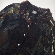 Citron Santa Monica Top Women Velvet Asian Geisha Bamboo Burnout 3/4 Sleeve