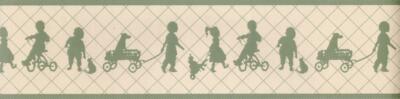 Waverly Kids Puppy Cat Sage Wallpaper Border Boy & Girl Kids Bedroom Wall Decor