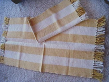 2 WELSPUN Handwoven All Cotton Rag Rug - Yellow Stripes - Machine wash 20" X 40"