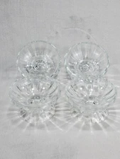 Vintage Set of 4 Libbey Clear Paneled Footed Sherbet Glasses Ice Cream Bowls