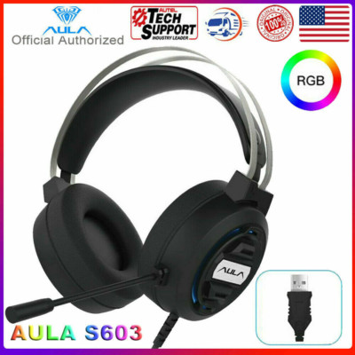 Gaming Headset 3.5mm Mic RGB Headphones Stereo Bass Surround For PC PS4 Xbox One