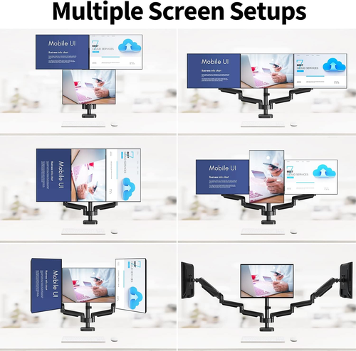 Triple Monitor Mount - Monitor Desk Mount for 3 Computer Screens up to 27 Inch, - 第 5/8 張圖片