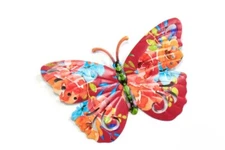 HOME GARDEN POOL YARD - BUTTERFLY WALL DECOR 71786623 RED MULTI  5.5" X 4"  NEW