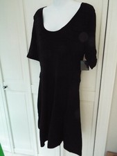 Gabby Skye Sweater Dress Size L Black Scoop Neck Stretch Pullover w zip back