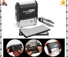 Complete DIY Custom Self-Inking Rubber Stamp Kit with Extra Letters & Tweezers